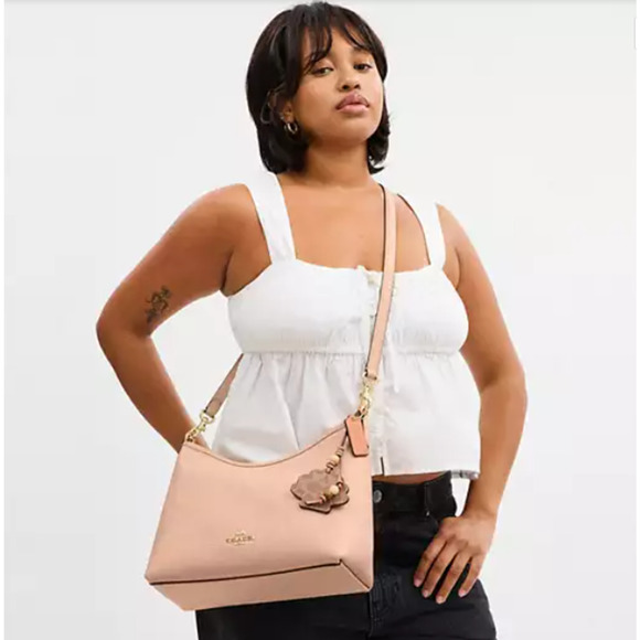 Coach Laurel Shoulder Bag Crossbody With Shell Charm In Gold/Cream/Tan CBH81 NWT - Picture 6 of 9